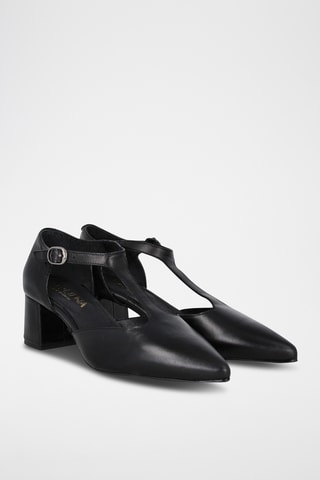 Salomés à talons en cuir - Noir