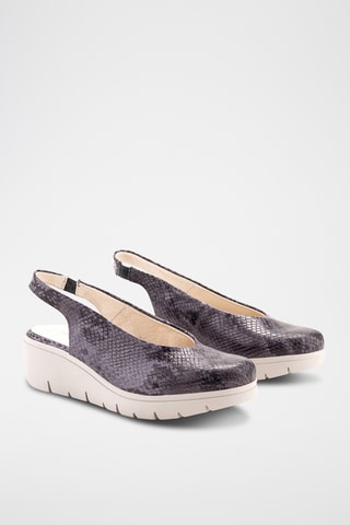 Ballerines compensées en cuir - Gris