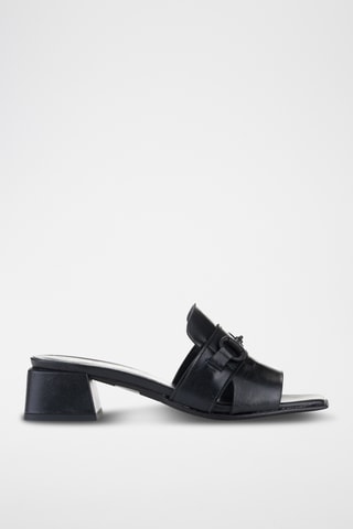 Mules à talons en cuir - Noir