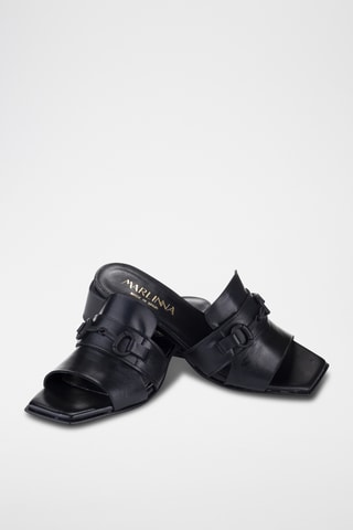 Mules à talons en cuir - Noir