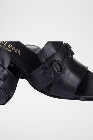 Mules à talons en cuir - Noir