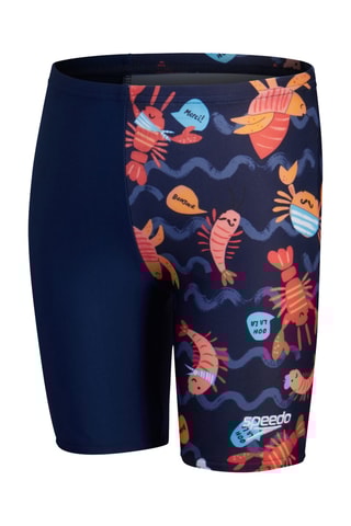 Calções ciclista de banho - Azul-marinho e laranja