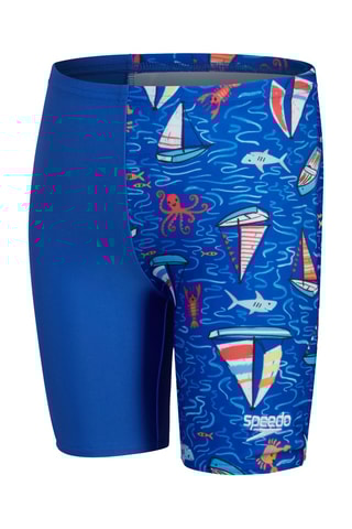 Calções ciclista de banho - Azul-real e vermelho