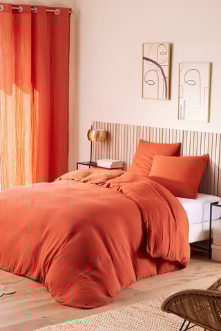 Parure de couette en gaze de coton 57 fils/cm² - Terracotta