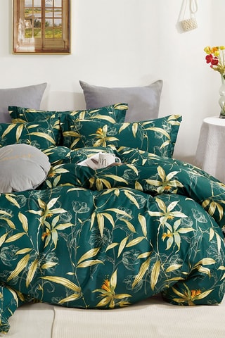 Parure de couette réversible en percale de coton 80 fils/cm² - Vert