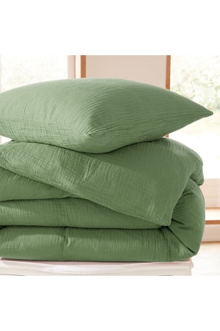 Parure de couette en gaze de coton 57 fils/cm² - Olive