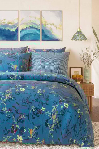 Parure de couette en coton peigné 80 fils/cm² - Bleu