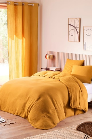 Parure de lit en gaze de coton 57 fils/cm² - Curry