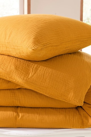 Parure de lit en gaze de coton 57 fils/cm² - Curry