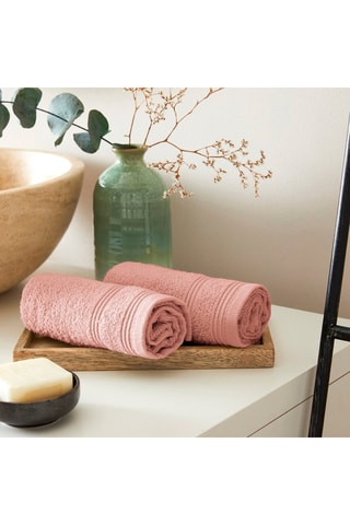 2 Serviettes Invite Eponge 100% Coton "Spa" 30 x 50 cm Blush