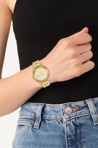 Montre à quartz en acier - Doré