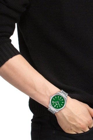 Montre à quartz en acier - Argenté et vert