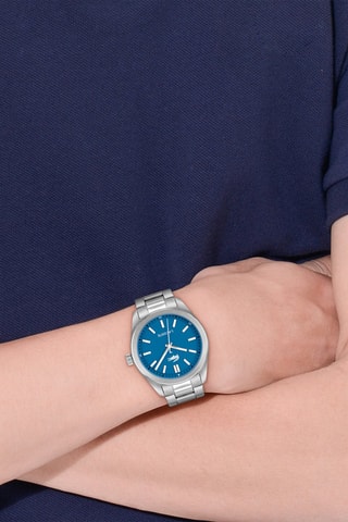 Montre à quartz en acier - Argenté et bleu