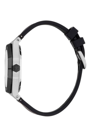 Montre à quartz en silicone - Noir et argenté