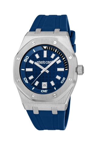 Montre à quartz en silicone - Bleu et argenté