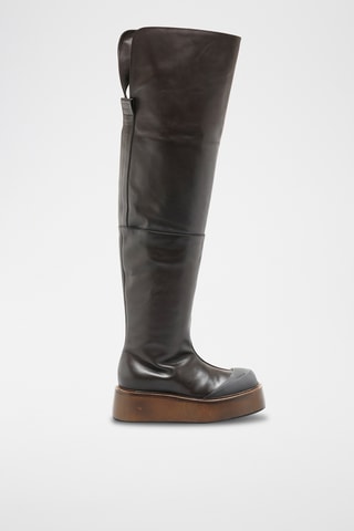 Boots en cuir - Marron foncé