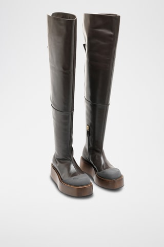 Boots en cuir - Marron foncé