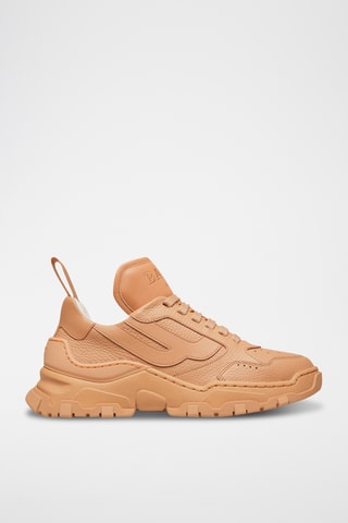 Sneakers plateformes en cuir - Orange