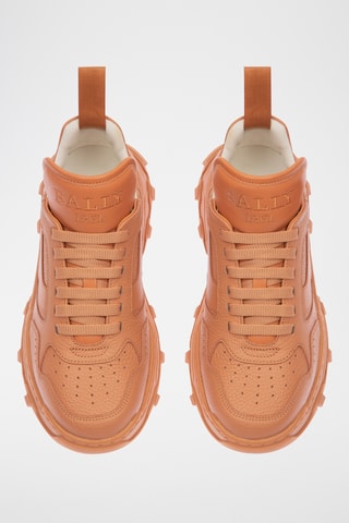Sneakers plateformes en cuir - Orange