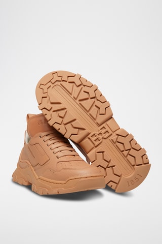 Sneakers plateformes en cuir - Orange