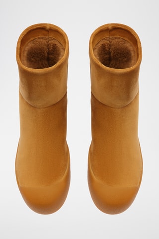 Bottines fourrées en cuir - Camel