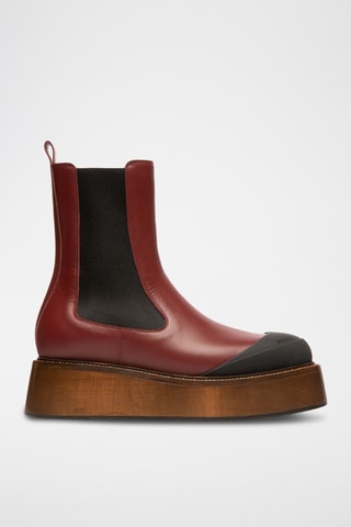 Bottines en cuir - Rouge foncé