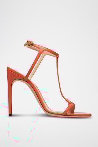 Sandales à talons en cuir - Orange foncé