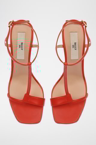 Sandales à talons en cuir - Orange foncé