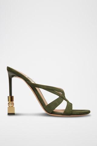 Sandales à talons en cuir - Vert