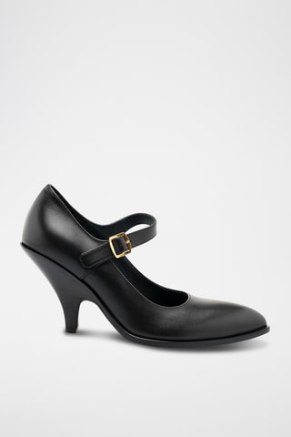 Babies à talons en cuir - Noir