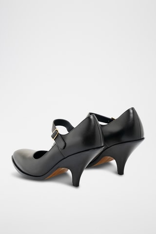 Babies à talons en cuir - Noir