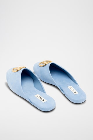Slippers en cuir - Bleu clair