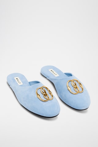 Slippers en cuir - Bleu clair