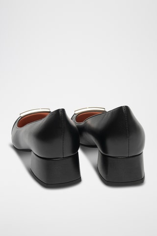 Babies à talons en cuir - Noir