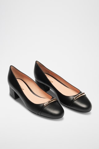 Babies à talons en cuir - Noir