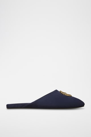 Slippers en cuir - Bleu marine
