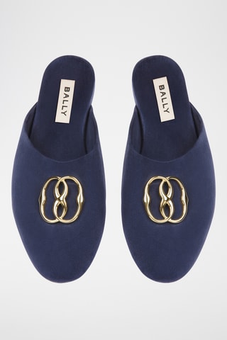 Slippers en cuir - Bleu marine