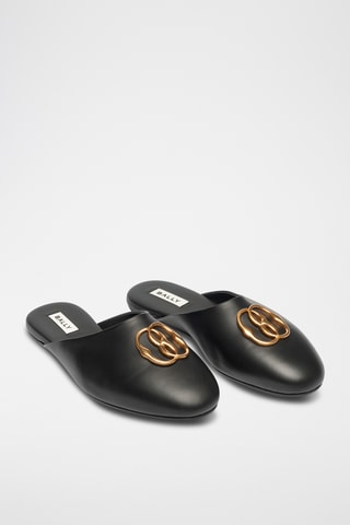 Slippers en cuir - Noir