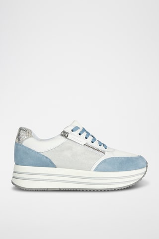 Baskets plateformes en cuir Kency - Blanc et ciel