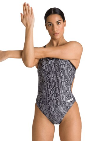 Maillot 1 pièce Kikko Challenge Back - Noir et blanc