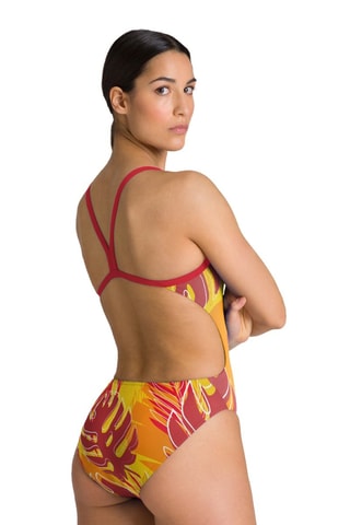 Maillot 1 pièce Hawaii- Rouge et jaune