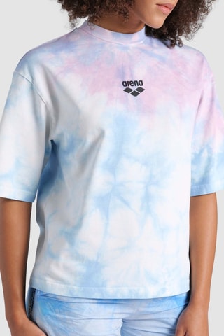 T-shirt de plage tie and dye - Blanc et bleu clair