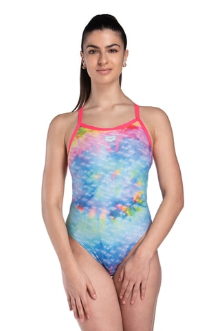 Maillot 1 pièce tie and dye - Ciel et rose