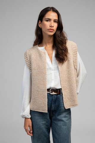 Gilet sans manches en laine - Beige chiné
