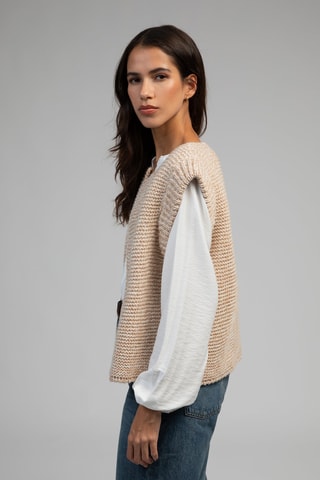 Gilet sans manches en laine - Beige chiné