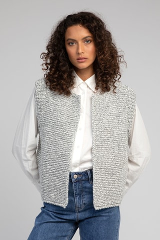 Gilet sans manches en laine - Gris chiné