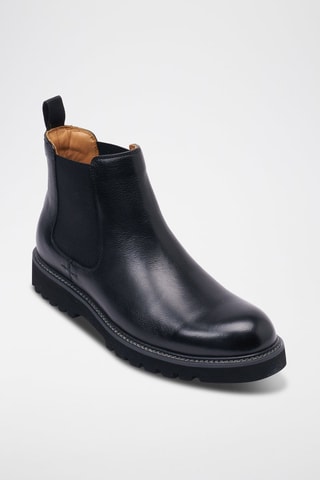 Boots Chelsea regular en cuir - Noir