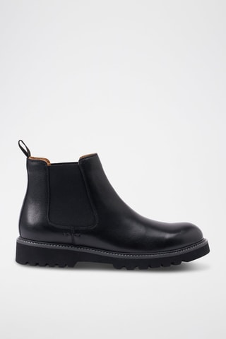 Boots Chelsea regular en cuir - Noir