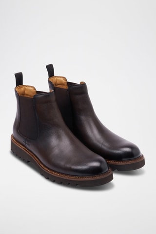 Boots Chelsea regular en cuir - Marron