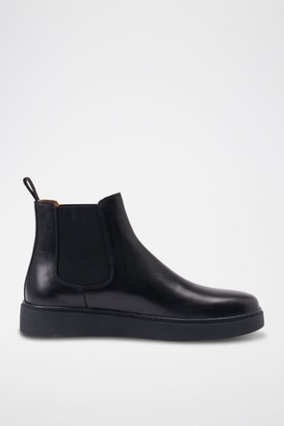 Boots Chelsea regular en cuir - Noir